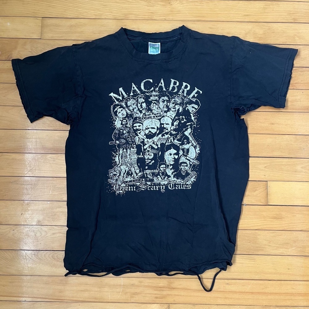 Macabre Grim Scary Tales Band T-Shirt Black 2011 Distressed Death Metal Tee